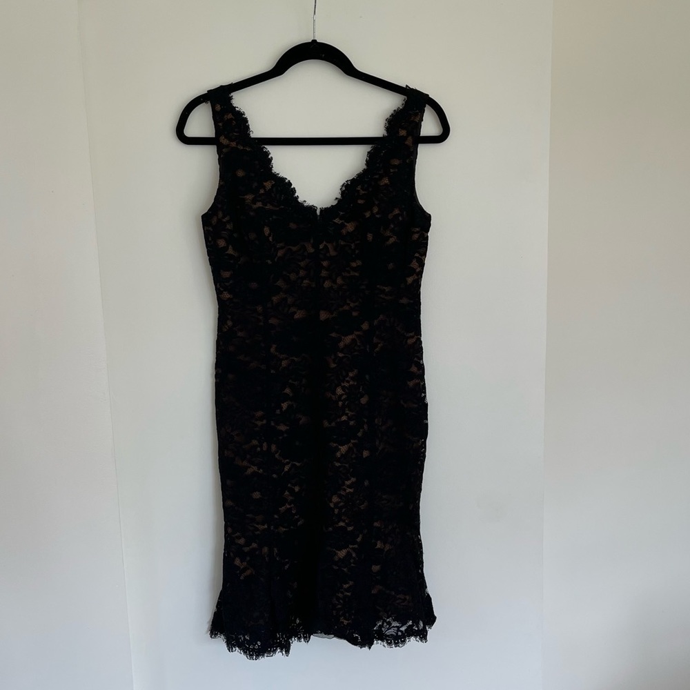 Vintage black lace midi